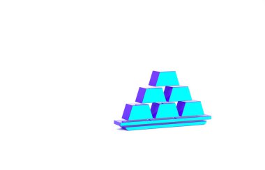 Turkuaz altın renkli simge beyaz arkaplanda izole edildi. Bankacılık işi konsepti. Minimalizm kavramı. 3d illüstrasyon 3B canlandırma