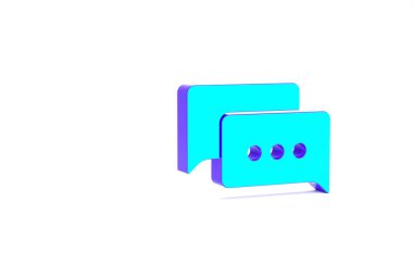 Turkuaz konuşma balonu sohbet simgesi beyaz arkaplanda izole edildi. İleti simgesi. İletişim ya da yorum sohbet sembolü. Minimalizm kavramı. 3d illüstrasyon 3B canlandırma