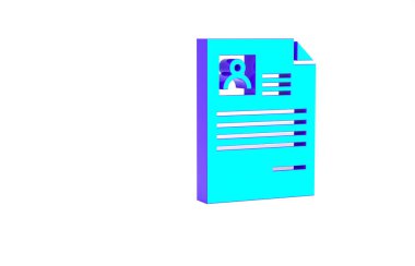 Turkuaz Devam simgesi beyaz arkaplanda izole edildi. Özgeçmiş başvurusu. Profesyonel personel aranıyor. Personel analizi devam ediyor. Minimalizm kavramı. 3d illüstrasyon 3B canlandırma