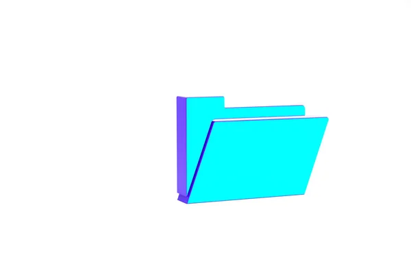 Turquoise Document folder icon isolated on white background. Accounting binder symbol. Bookkeeping management. Minimalism concept. 3d illustration 3D render — Stock Photo, Image