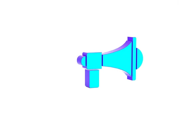 Turquoise Megaphone icon isolated on white background. Loud speach alert concept. Bullhorn for Mouthpiece scream promotion. Minimalism concept. 3d illustration 3D render — Stock Photo, Image