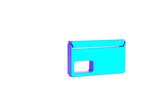 绿松石信封图标孤立在白色背景.电子邮件信件符号。最低纲领的概念。3D渲染3D插图 — 图库照片