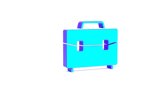 Turkusowa ikona walizki izolowana na białym tle. Podpis sprawy biznesowej. Portfel biznesowy. Koncepcja minimalizmu. Ilustracja 3D 3D renderowania — Zdjęcie stockowe