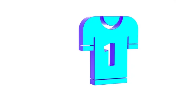 Ícone de camisola de futebol americano turquesa isolado no fundo branco. Sinal de uniforme de futebol. Conceito de minimalismo. 3D ilustração 3D render — Fotografia de Stock