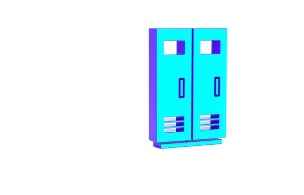 Turquoise Locker of kleedkamer voor voetbal, basketbal team of werknemers pictogram geïsoleerd op witte achtergrond. Minimalisme concept. 3d illustratie 3D renderen — Stockfoto