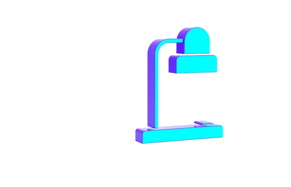 Icono de lámpara de mesa turquesa aislado sobre fondo blanco. Lámpara de oficina. Concepto minimalista. 3D ilustración 3D render — Foto de Stock