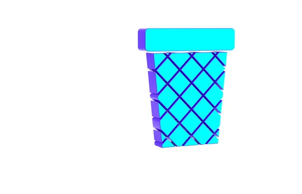 Icône poubelle turquoise isolée sur fond blanc. Panneau poubelle. Icône de panier de recyclage. Icône poubelle de bureau. Concept de minimalisme. Illustration 3D rendu 3D — Photo