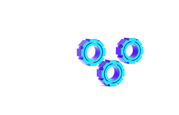 Icono de Turquoise Gear aislado sobre fondo blanco. Señal de configuración del engranaje Cogwheel. Un símbolo de engranaje. Concepto minimalista. 3D ilustración 3D render —  Fotos de Stock