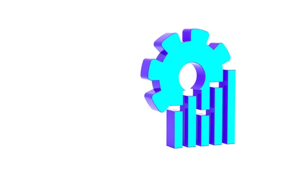 Turquoise Pie chart infographic icon isolated on white background. 도표 서명. 미니멀리즘의 개념입니다. 3d 삽화 3D 렌더링 — 스톡 사진