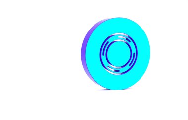 Beyaz arkaplanda izole edilmiş turkuaz viski ikonu. İş ve onarım için bir rulo yapışkan bant. Yapışkan koli bandı. Ofis aletleri falan. Minimalizm kavramı. 3d illüstrasyon 3B canlandırma