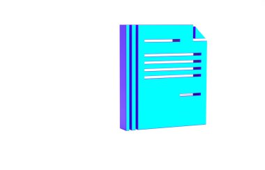 Turkuaz Dosya belgesi simgesi beyaz arkaplanda izole edildi. Kontrol listesi simgesi. İş konsepti. Minimalizm kavramı. 3d illüstrasyon 3B canlandırma