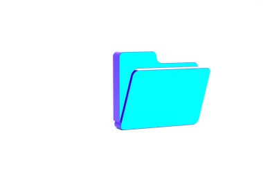 Turkuaz Belge dizin simgesi beyaz arkaplanda izole edildi. Muhasebe klasörü sembolü. Muhasebe yönetimi. Minimalizm kavramı. 3d illüstrasyon 3B canlandırma