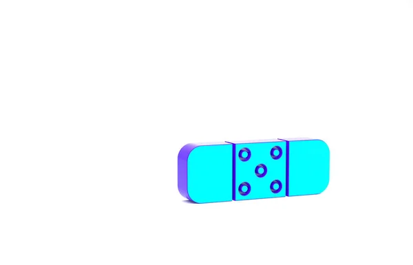 Turkusowa ikona tynku bandażowego izolowana na białym tle. Tynk medyczny, opatrunek samoprzylepny, elastyczny opatrunek. Koncepcja minimalizmu. Ilustracja 3D 3D renderowania — Zdjęcie stockowe