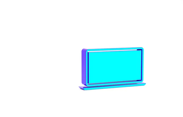 Icône ordinateur portable turquoise isolée sur fond blanc. Ordinateur portable avec signe d'écran vide. Concept de minimalisme. Illustration 3D rendu 3D — Photo