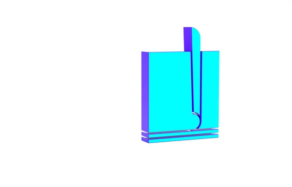 Ikona dokumentu Turquoise File na białym tle. Ikona listy kontrolnej. Koncepcja biznesu. Koncepcja minimalizmu. Ilustracja 3D 3D renderowania — Zdjęcie stockowe
