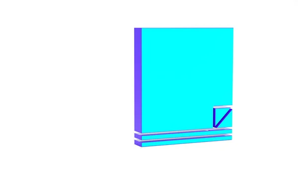Türkis Dateidokument-Symbol isoliert auf weißem Hintergrund. Checklisten-Symbol. Geschäftskonzept. Minimalismus-Konzept. 3D Illustration 3D Renderer — Stockfoto