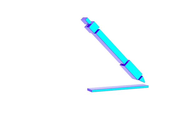 Ícone da linha da caneta turquesa isolado no fundo branco. Conceito de minimalismo. 3D ilustração 3D render — Fotografia de Stock