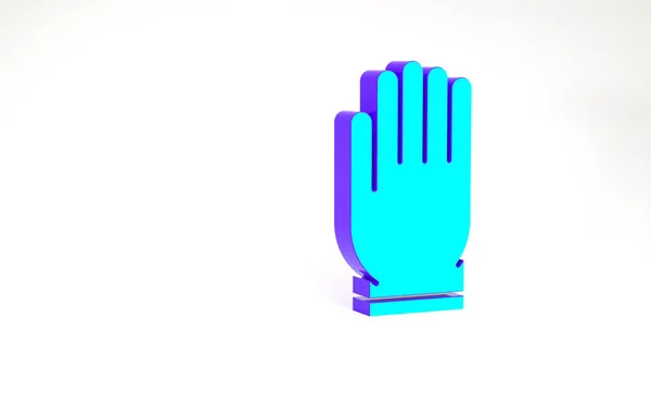 Turquoise Tuin handschoenen pictogram geïsoleerd op witte achtergrond. Rubber handschoenen tekenen. Bescherming van de hand, veiligheid van handschoenen. Minimalisme concept. 3d illustratie 3D renderen — Stockfoto