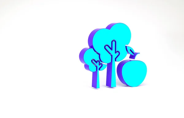 Τυρκουάζ δέντρο με μήλο εικονίδιο απομονώνονται σε λευκό φόντο. Αγροτικό φυτό. Βιολογικό γεωργικό προϊόν. Θέμα κηπουρικής. Μινιμαλιστική έννοια. 3d απεικόνιση 3D καθιστούν — Φωτογραφία Αρχείου
