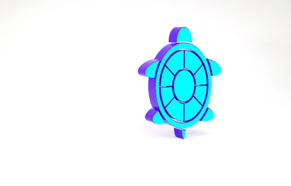 Icône tortue turquoise isolée sur fond blanc. Concept de minimalisme. Illustration 3D rendu 3D — Photo