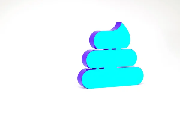 Ícone de merda turquesa isolado no fundo branco. Conceito de minimalismo. 3D ilustração 3D render — Fotografia de Stock