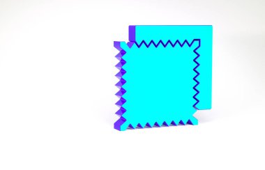 Turkuaz kumaş rulo simgesi beyaz arkaplanda izole edildi. Yuvarlan, paspas, halı, halı, halı ya da kağıt rulo ikonu. Minimalizm kavramı. 3d illüstrasyon 3B canlandırma
