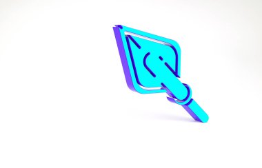 Turkuaz Hippi ok ucu simgesi beyaz arkaplanda izole edildi. Minimalizm kavramı. 3d illüstrasyon 3B canlandırma