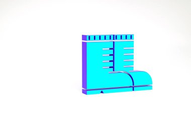 Turkuaz Hunter bot simgesi beyaz arka planda izole edildi. Minimalizm kavramı. 3d illüstrasyon 3B canlandırma