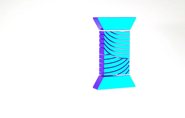 Türkis Nähgarn auf Spulensymbol isoliert auf weißem Hintergrund. Garnspule vorhanden. Fadenspule. Minimalismus-Konzept. 3D Illustration 3D Renderer — Stockfoto