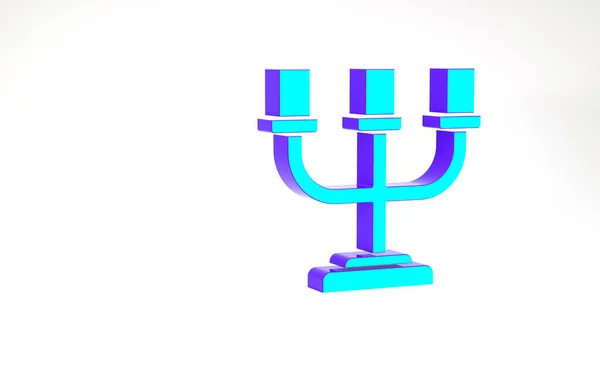 Τιρκουάζ εικονίδιο Candlestick απομονώνονται σε λευκό φόντο. Μινιμαλιστική έννοια. 3d απεικόνιση 3D καθιστούν — Φωτογραφία Αρχείου
