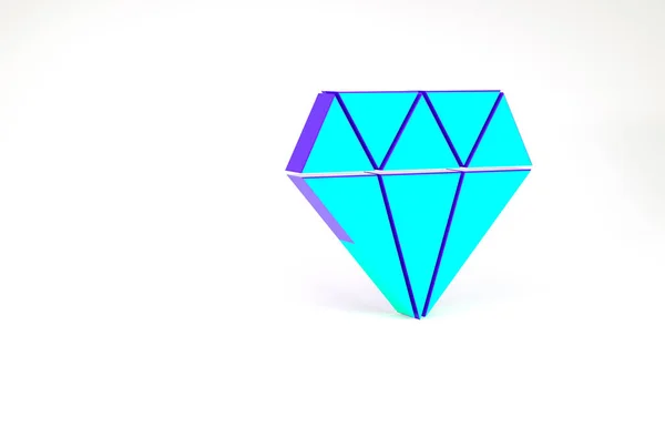 Turquoise Diamond icoon geïsoleerd op witte achtergrond. Sieraden symbool. Edelsteen. Minimalisme concept. 3d illustratie 3D renderen — Stockfoto