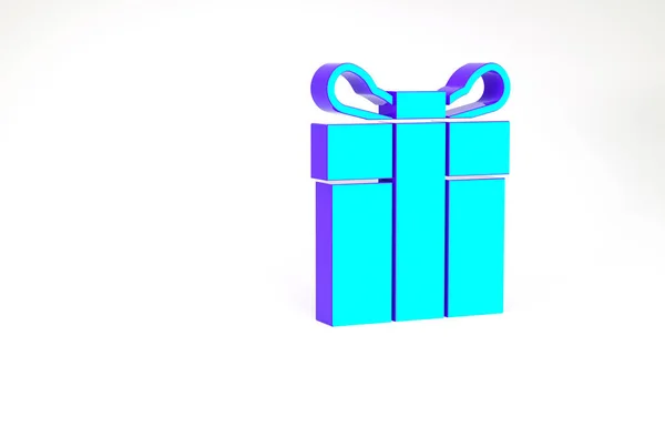 Turquoise Gift box icon isolated on white background. Minimalism concept. 3d illustration 3D render — Stock Photo, Image