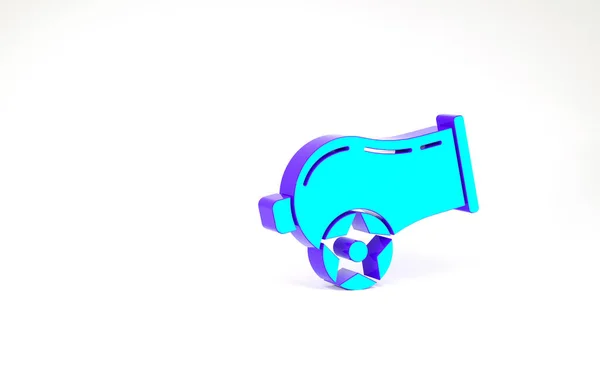 Türkis Cannon Symbol isoliert auf weißem Hintergrund. Minimalismus-Konzept. 3D Illustration 3D Renderer — Stockfoto