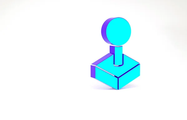 Tyrkysová joystick pro ikonu arkádového stroje izolované na bílém pozadí. Joystick gamepad. Minimalismus. 3D ilustrace 3D vykreslení — Stock fotografie