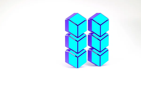 Технологічний ікона Blockchain, ізольована на білому тлі. Дані про криптовалюту. Абстрактний геометричний блоковий мережевий бізнес. Концепція мінімалізму. 3D-рендеринг — стокове фото