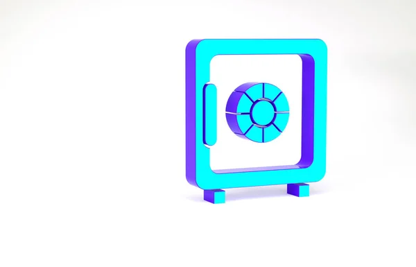 Icône Turquoise Safe isolée sur fond blanc. La porte protège un coffre-fort avec une serrure à combinaison. Protection fiable des données. Concept de minimalisme. Illustration 3D rendu 3D — Photo