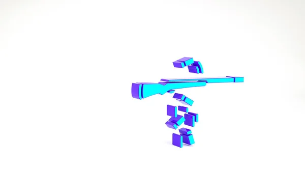 Pistola turchese icona di tiro isolato su sfondo bianco. Concetto minimalista. Illustrazione 3d rendering 3D — Foto Stock