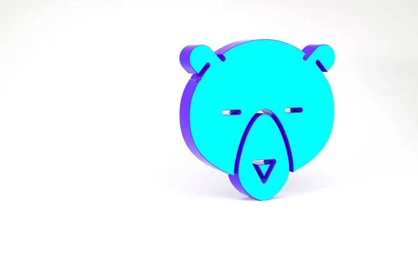 Turquoise Bear κεφάλι εικονίδιο απομονώνονται σε λευκό φόντο. Μινιμαλιστική έννοια. 3d απεικόνιση 3D καθιστούν — Φωτογραφία Αρχείου