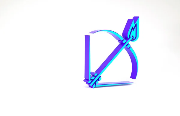 Arco turquesa y flecha de fuego icono aislado sobre fondo blanco. Concepto minimalista. 3D ilustración 3D render —  Fotos de Stock