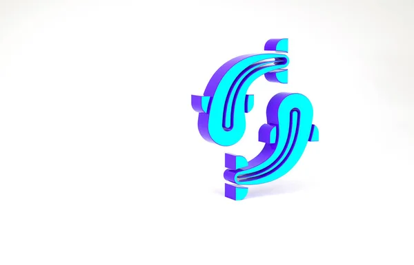 Türkis Fisch Symbol isoliert auf weißem Hintergrund. Minimalismus-Konzept. 3D Illustration 3D Renderer — Stockfoto