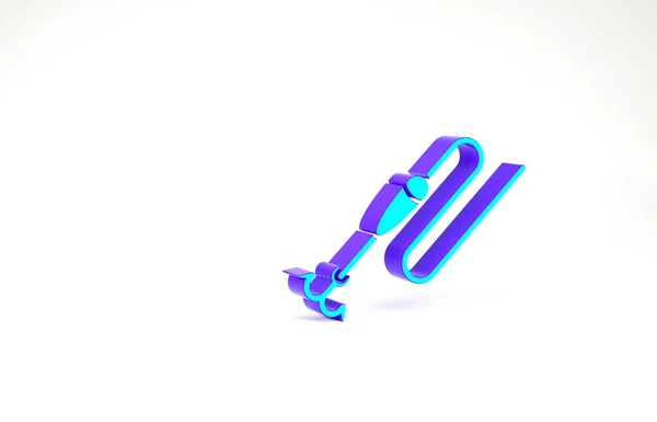 Türkis Angelschnur mit Haken und Schwimmer Symbol isoliert auf weißem Hintergrund. Angeln. Minimalismus-Konzept. 3D Illustration 3D Renderer — Stockfoto