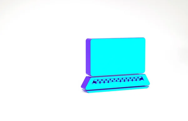 Tyrkysový notebook s chytrým domem a ikonou žárovky izolované na bílém pozadí. Minimalismus. 3D ilustrace 3D vykreslení — Stock fotografie