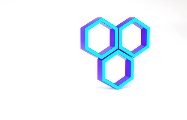 Turkos Honeycomb ikon isolerad på vit bakgrund. Honungsceller symbol. Söt naturlig mat. Minimalistiskt koncept. 3D-återgivning för 3D — Stockfoto