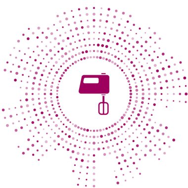 Mor Elektrik Karıştırıcı simgesi beyaz arkaplanda izole edildi. Mutfak blenderi. Soyut çember rastgele noktalar. Vektör.