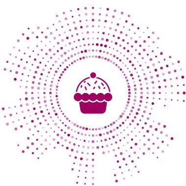 Mor Kek simgesi beyaz arkaplanda izole edildi. Soyut çember rastgele noktalar. Vektör.