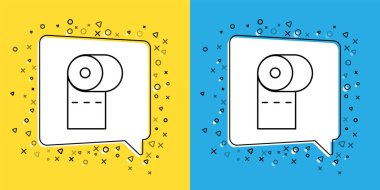 Tuvalet kağıdı yuvarlama simgesini sarı ve mavi arkaplanda izole et. Vektör İllüstrasyonu.