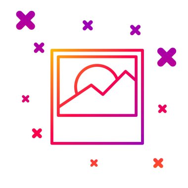 Renk çizgisi Fotoğraf simgesi beyaz arkaplanda izole edildi. Kademeli rastgele dinamik şekiller. Vektör.