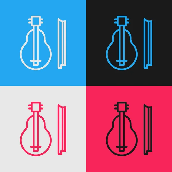 Pop Art Ligne Icône Violon Isolé Sur Fond Couleur Instrument — Image vectorielle