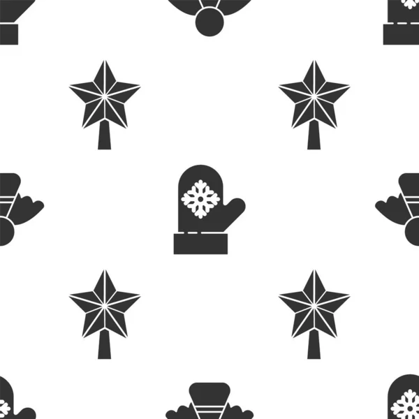 Ρυθμίστε τα Χριστούγεννα άγγελος, Χριστούγεννα γάντια και τα Χριστούγεννα αστέρι σε αδιάλειπτη μοτίβο. Διάνυσμα — Διανυσματικό Αρχείο