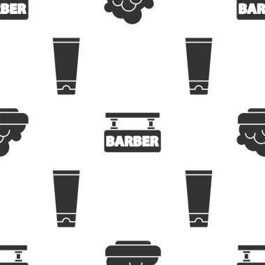 Traş jeli köpüğü, berber dükkanı ve krem ya da losyon kozmetik tüpünü pürüzsüz desene ayarlayın. Vektör